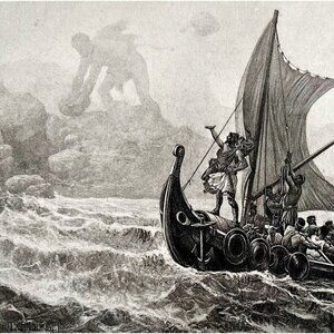 Ulysses Defying The Cyclops Monster Photo Gravure Victorian 1894 Art Greek DWS11